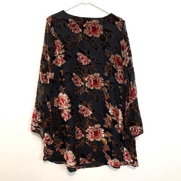 CUPCAKES AND CASHMERE ANTHROPOLOGIE Valda Velvet Burnout Dress Black Bell Sleeve - Picture 12 of 14